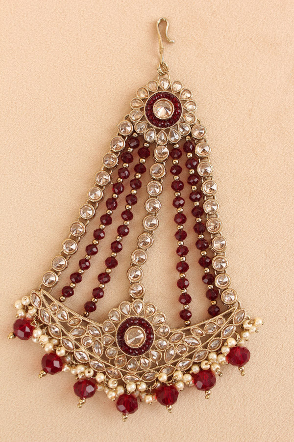 Premium Quality Polki Bridal Set In Maroon Colour (BS001-Maroon-Polki)