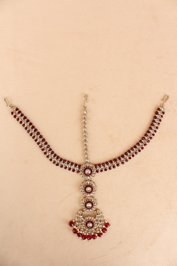 Premium Quality Polki Bridal Set In Maroon Colour (BS001-Maroon-Polki)