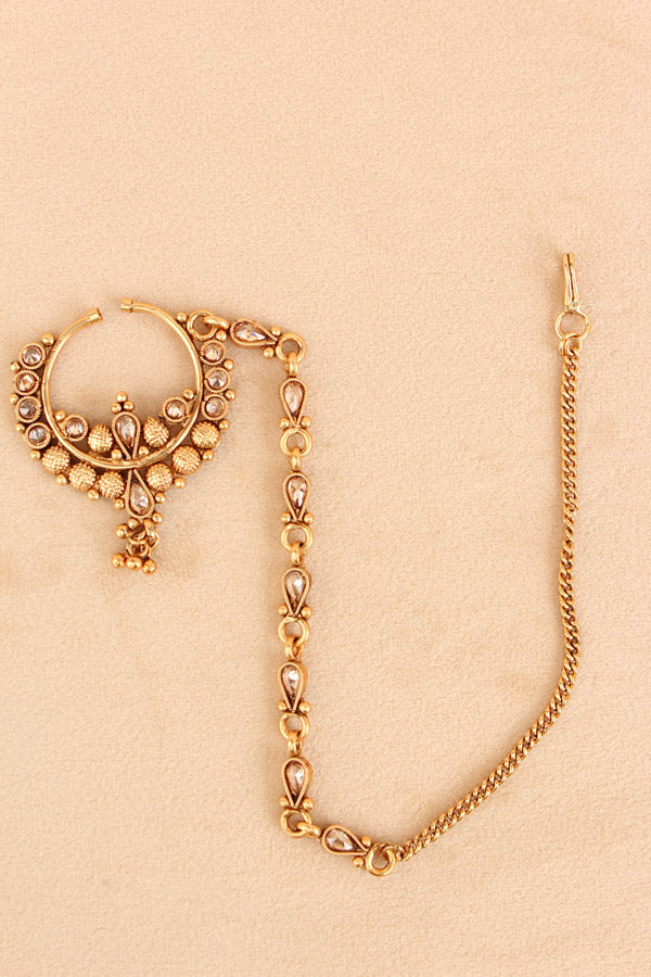 Gold Polish Premium Quality Bridal Set And Flower Design (BS002-Polki)