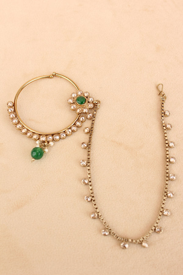 Mehndi Polish Bridal Set In Premium Quality With Green Stones (BS004-G-Polki)