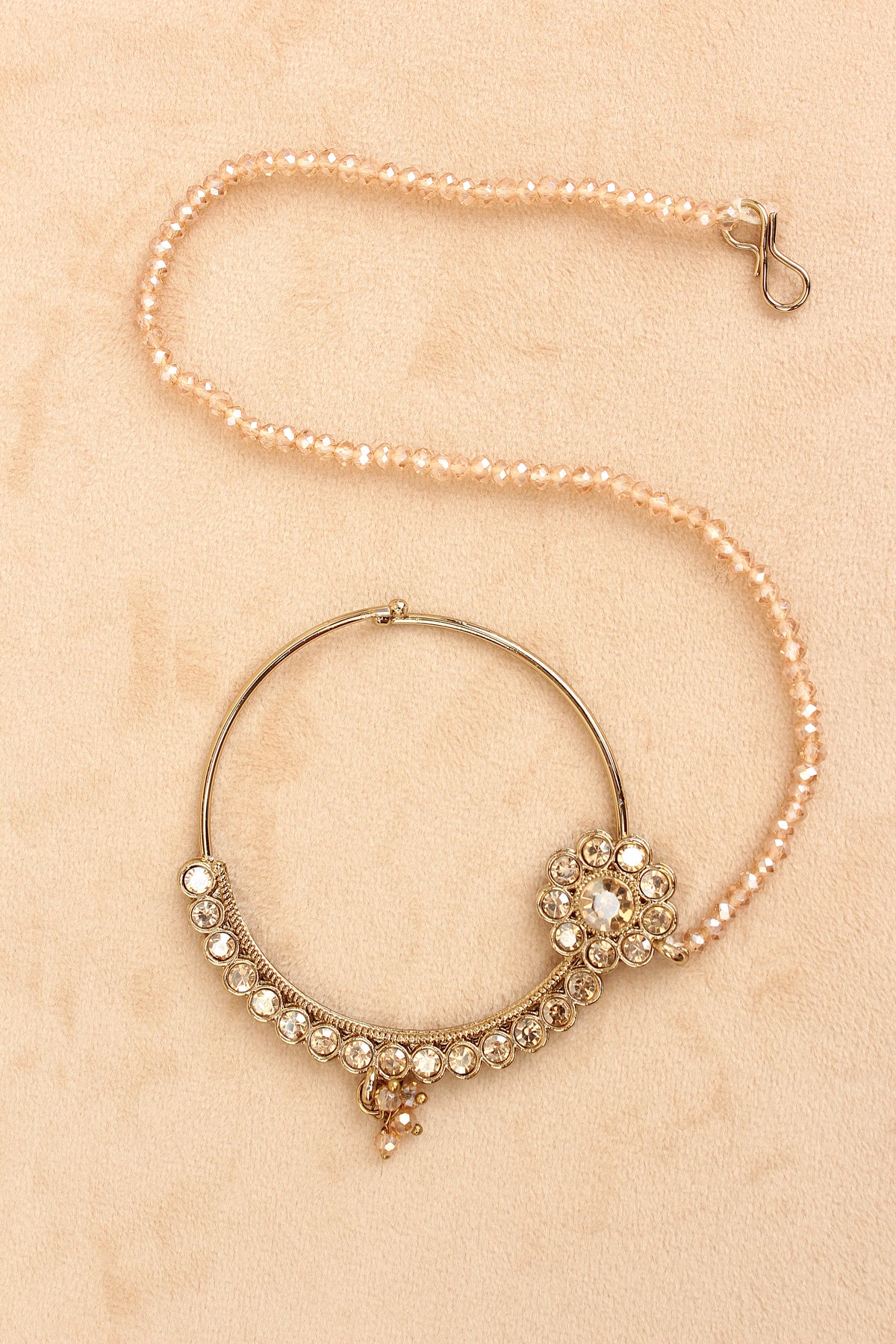 Gold Polish Bridal Necklace Set With Tiny Crystal Beads (BS006-Golden)