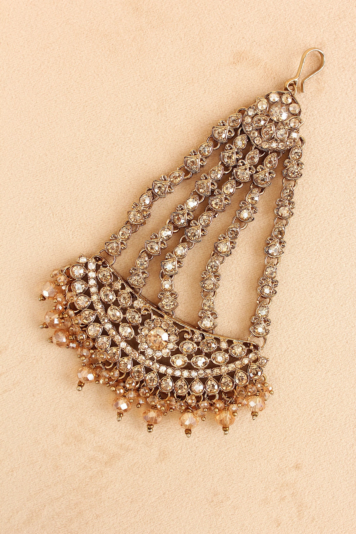 Rani Style Bridal Necklace Set With Golden Stones And Crystal Beads (BS009-Golden)