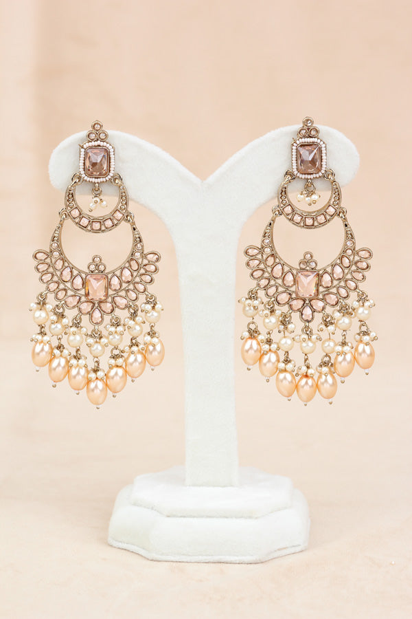 Golden Large Statement Polki Choker With Large Earrings And Tikka (CS015-GO-MP-Polki)