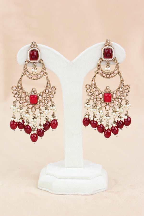 Ruby Large Statement Polki Choker With Large Earrings And Tikka (CS015-RU-MP-Polki)