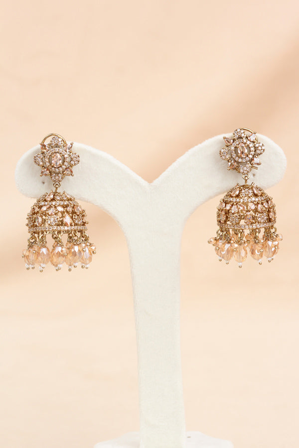 Gold Light Weight Heavy Look Choker With Matching Jhumka Earrings And Tikka (CS024-GO-Polki)