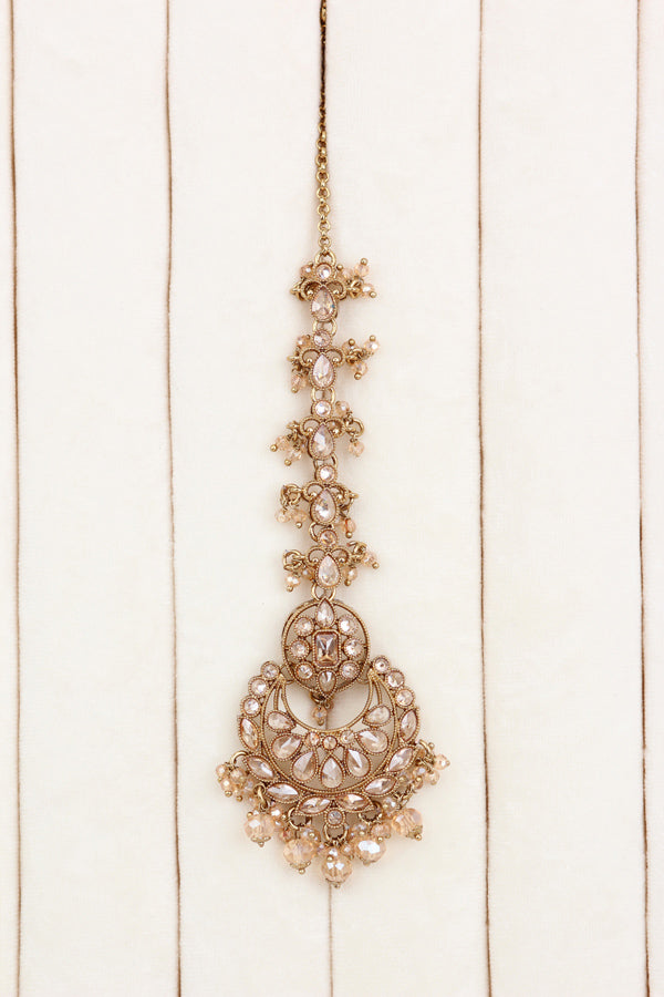 Gold Elegant And Light Weight Choker With Jhumka Earrings And Tikka (CS025-Polki)