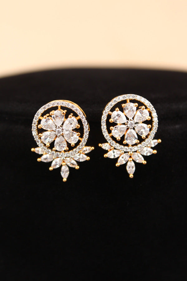 Long Mangalsutra In Gold Polish With American Diamonds And Small Studs (MS006-GO)