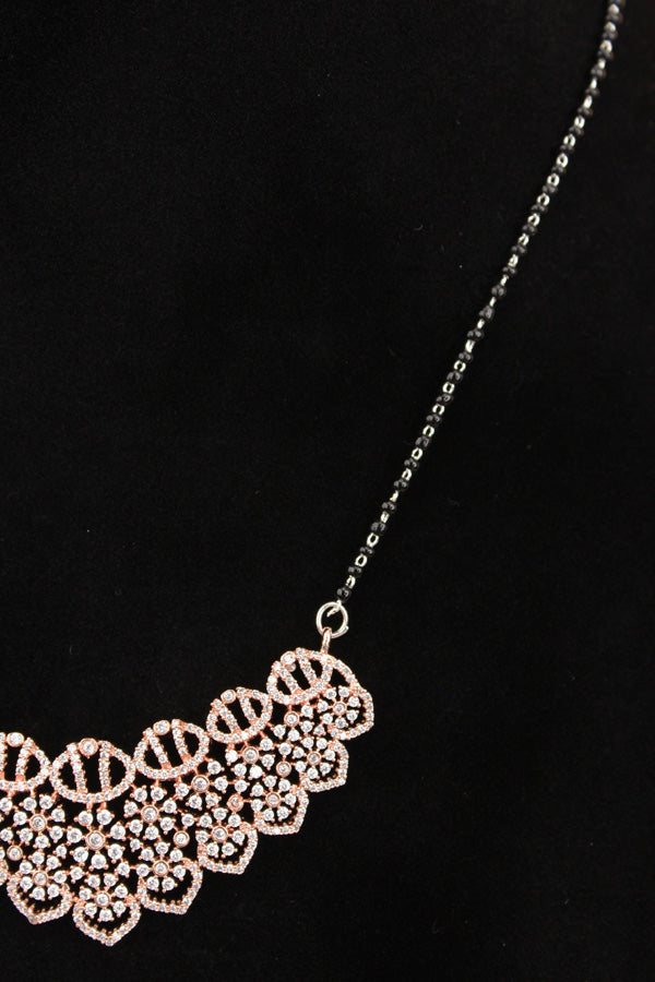 Short Chain Mangalsutra With American Diamonds And With Small Earrings (MS007)