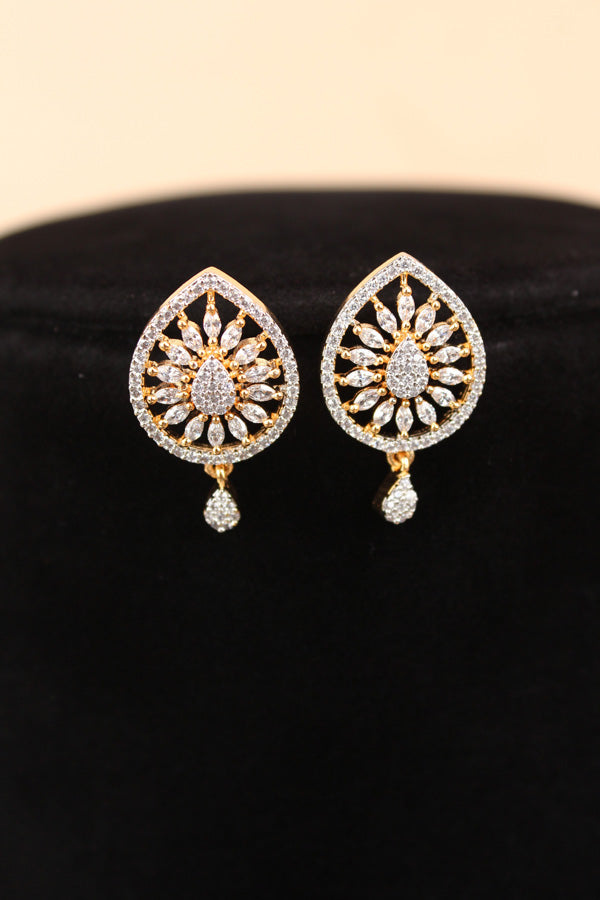 Gold Polish Mangalsutra With American Diamonds And Small Studs (MS008-G)