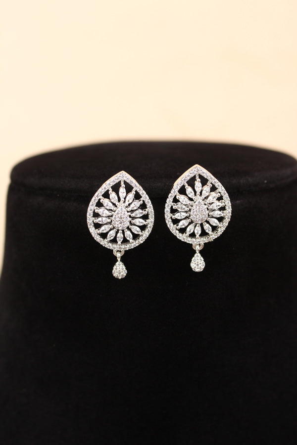 Silver Polish Mangalsutra With American Diamonds And Small Studs (MS0008-S)