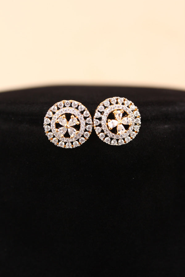 Short Mangalsutra In Gold Polish And With American Diamonds And Small Studs (MS013-G)