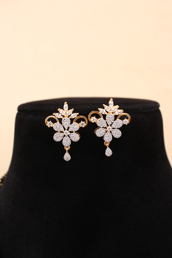 Mangalsutra In Gold Polish With American Diamonds And Small Earrings (MS019-G)