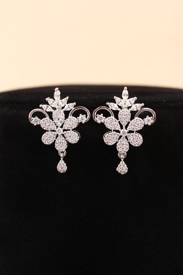 Mangalsutra In Silver Polish With American Diamonds And Small Earrings (MS019-S)
