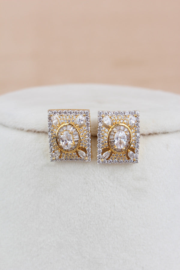Premiun Quality Gold Polish Pendant Set With American Diamonds And Matching Earrings (PS012)
