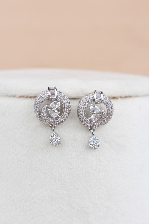 Premium Quality Silver Polish Pendant Set With Matching Earrings (PS013)