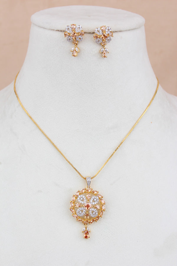 Premium Quality Combo Pendant Set With Small Earrings, Adjustable Ring And Bracelet (PS019)