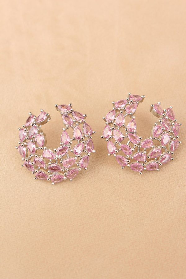 Studs With Light Pink Colour American Diamonds Stones (ST001-LP-B1)