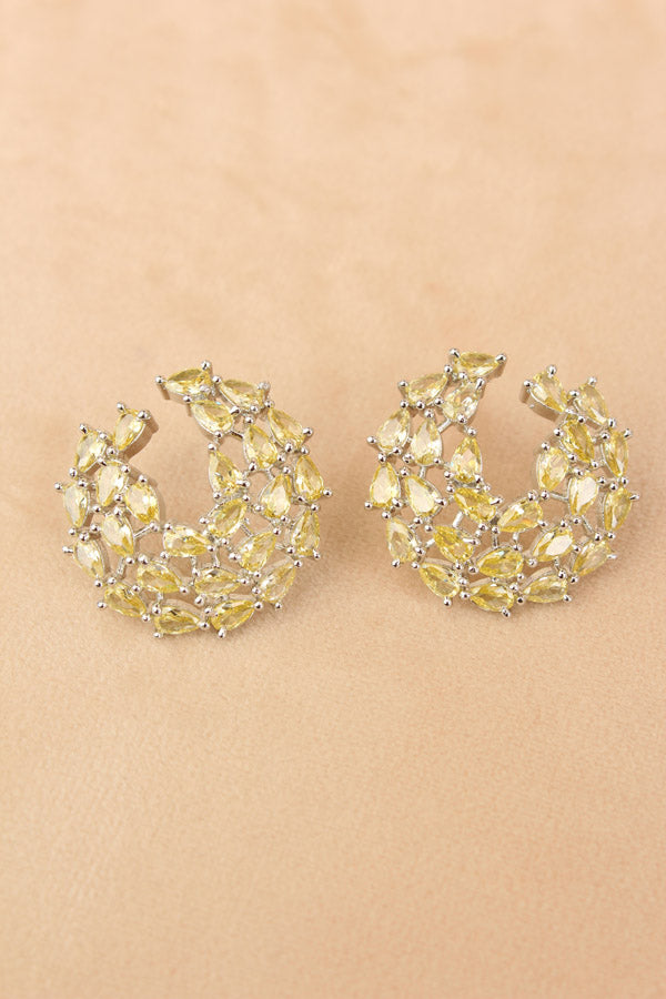 Studs With Yellow Colour American Diamonds Stones (ST001-Y-B1)