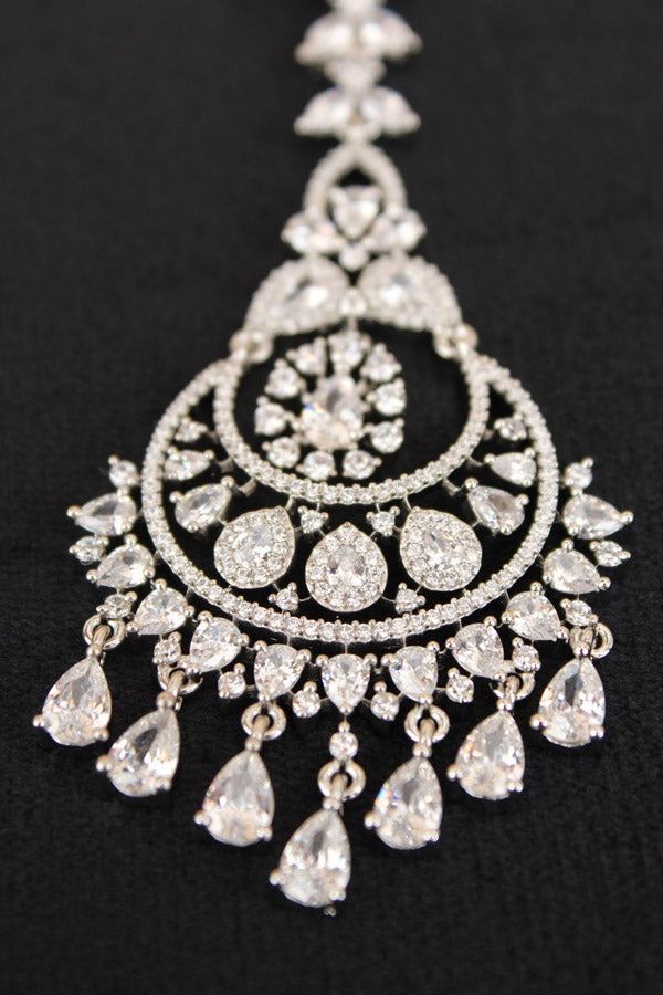 Tikka With American Diamonds In Silver Polish (T001-S-AD)