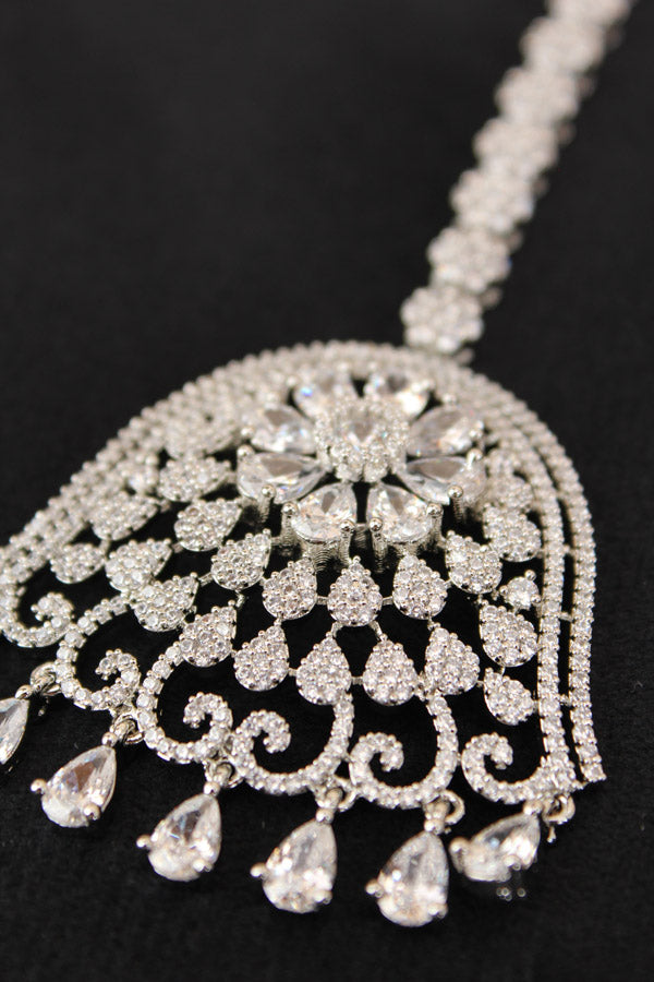 Premium Quality Tikka In Silver Polish With American Diamonds (T005-S-Ad)