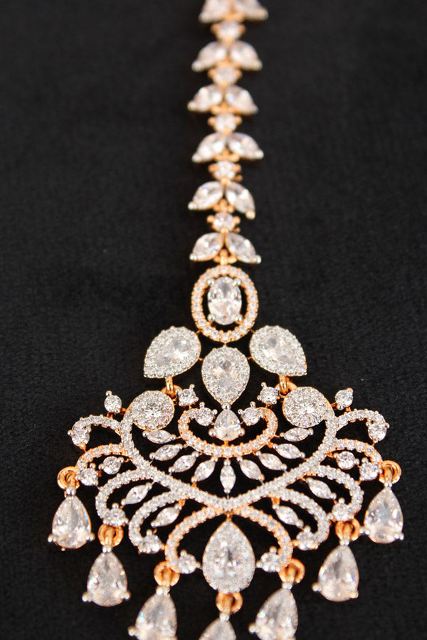 Gold Polish Tikka With American Diamonds (T008-AD)