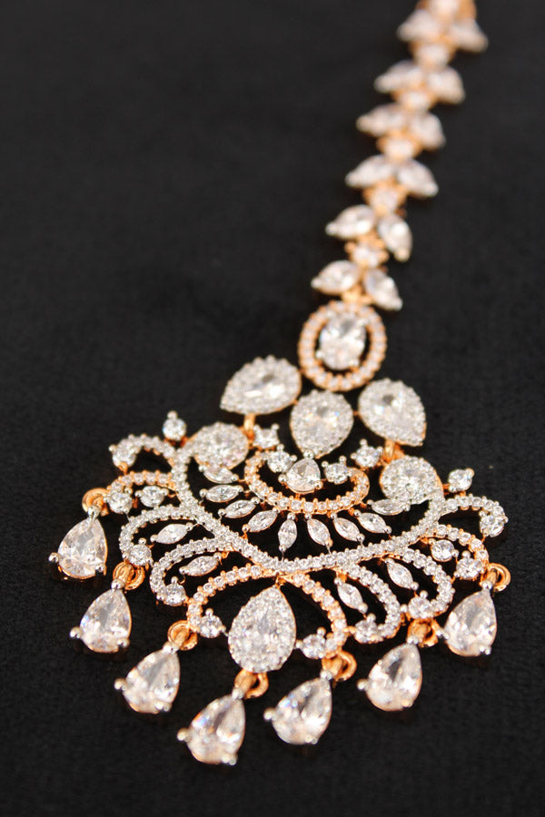 Gold Polish Tikka With American Diamonds (T008-AD)