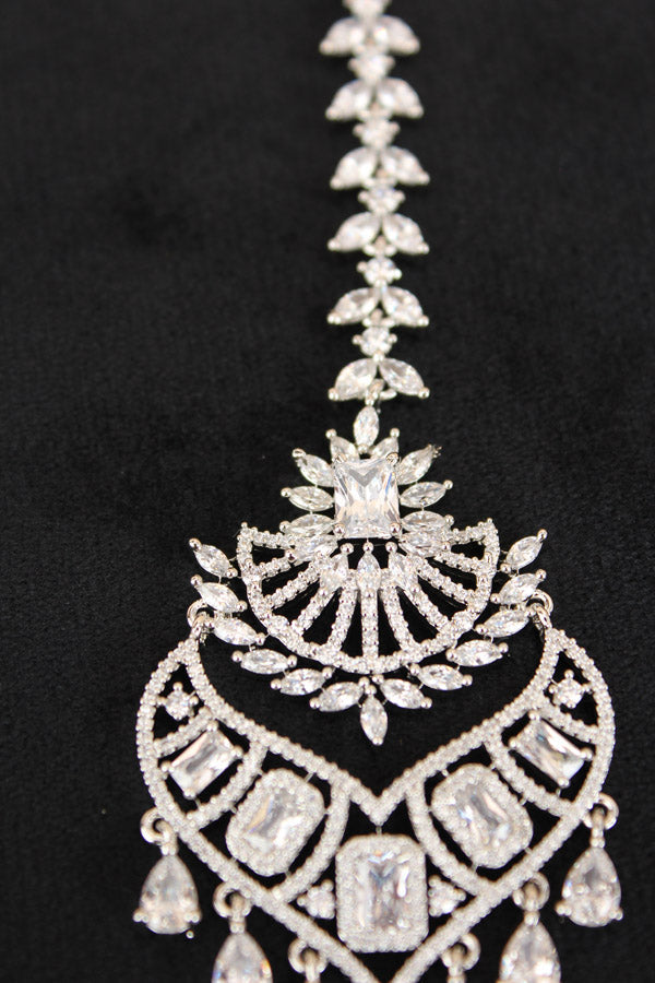 Tikka In Silver Polish With American Diamonds (T010-S-AD)