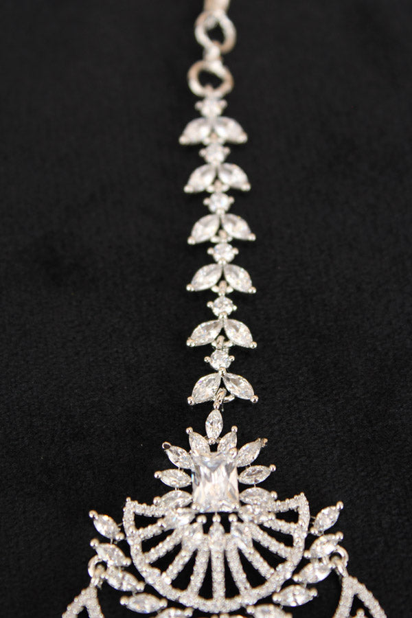 Tikka In Silver Polish With American Diamonds (T010-S-AD)
