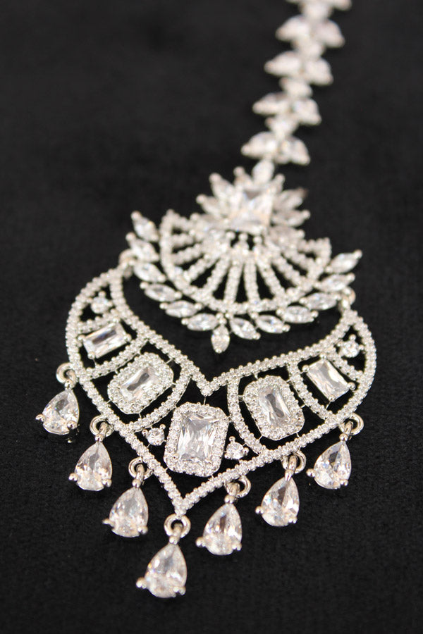Tikka In Silver Polish With American Diamonds (T010-S-AD)