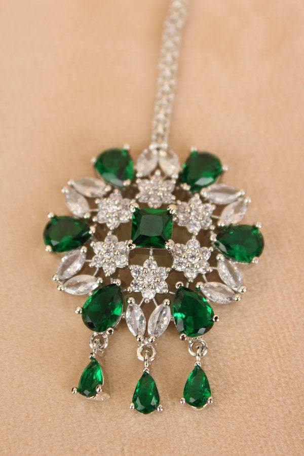 Premium Quality Tikka With Green Stones (T011-G-AD)
