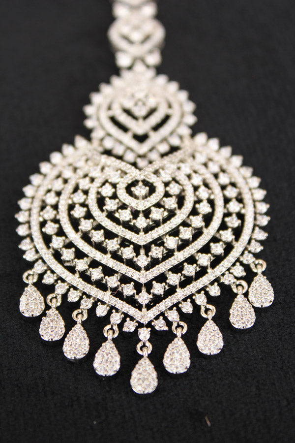 Tikka In Silver Polish And American Diamonds (T012-S-AD)