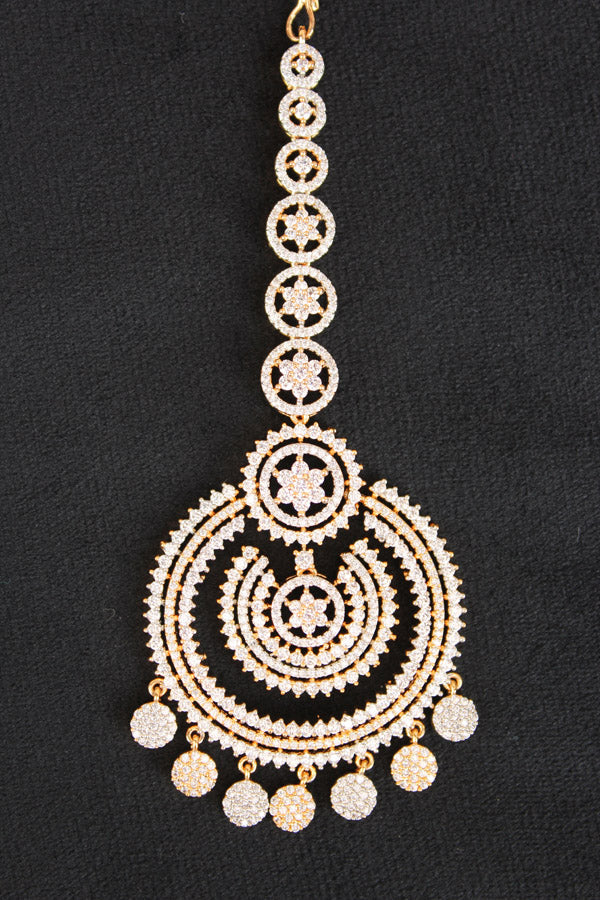 Gold Polish Tikka With American Diamonds (T013-G-AD)