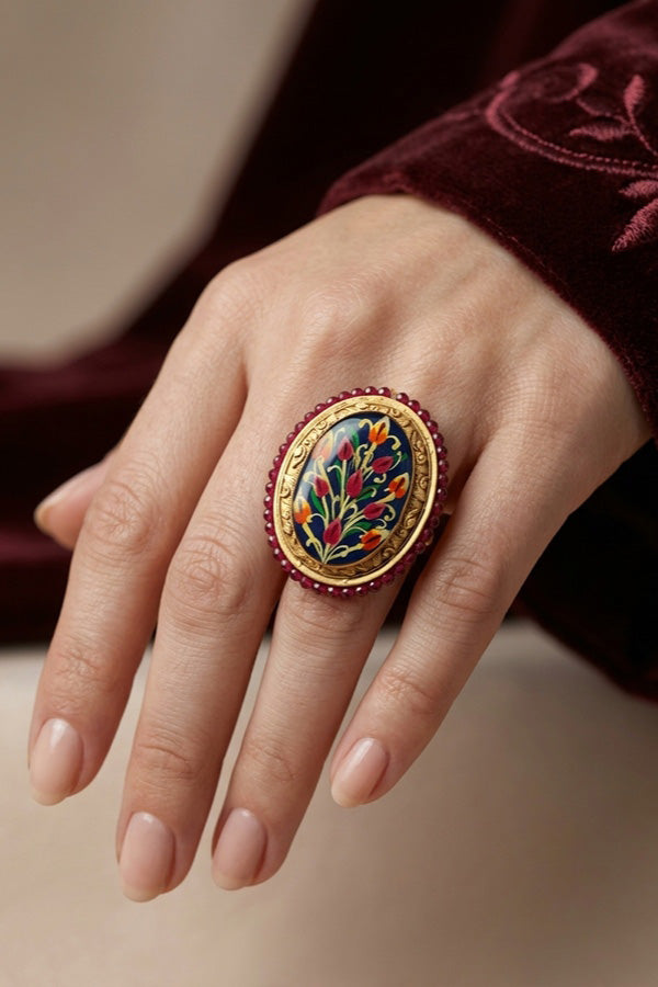 Adjustable Ring With Blue Colour Design (RF002-B)