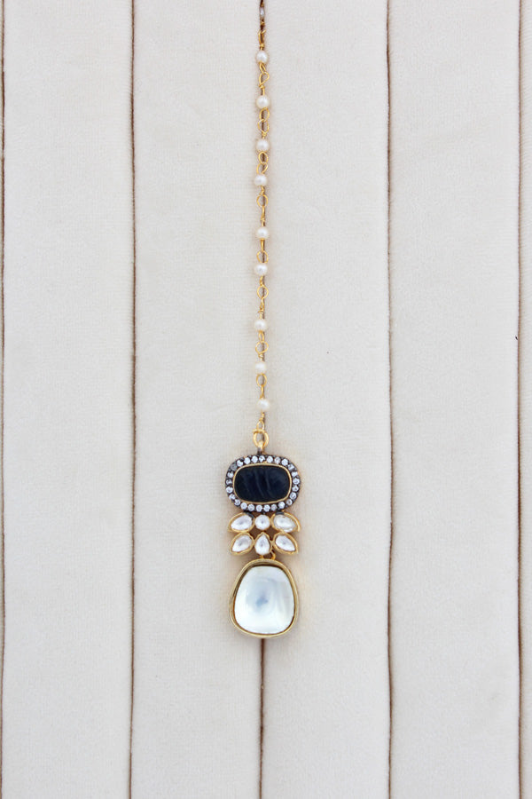 Blue Necklace In Kundan With Earrings And Tikka (IGNK007)