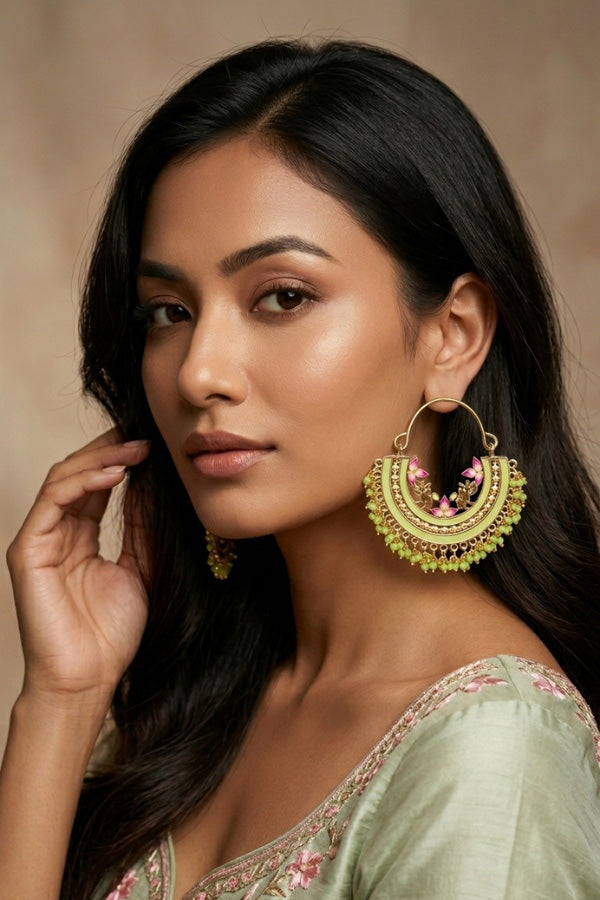 Colourful Balia In Light Green Colour And Small Beads Attached (BA004-LG-B1)