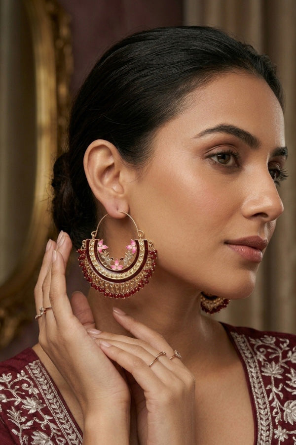 Colourful Balia In Maroon Colour And Small Beads Attached (BA004-M-B1)