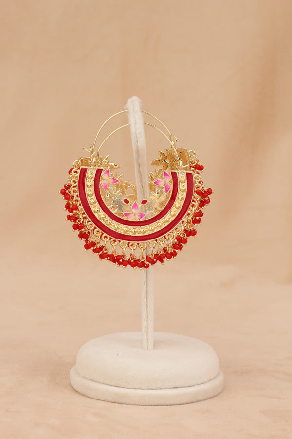 Colourful Balia In Red Colour And Small Beads Attached (BA004-R-B1)