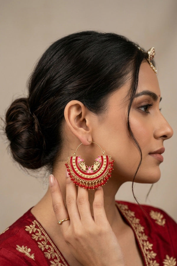 Colourful Balia In Red Colour And Small Beads Attached (BA004-R-B1)