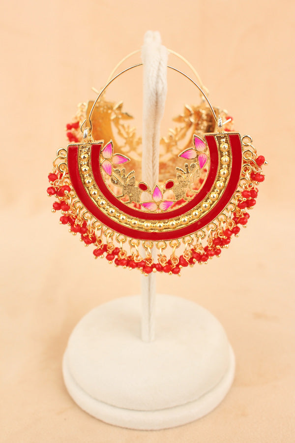 Colourful Balia In Ruby Colour And Small Beads Attached (BA004-RU-B1)