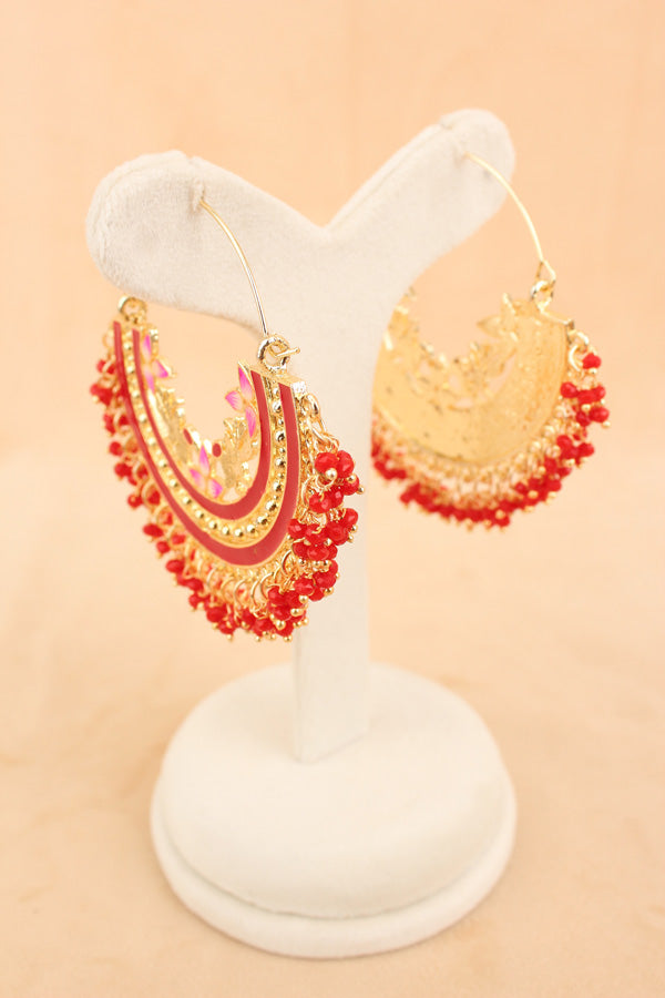 Colourful Balia In Ruby Colour And Small Beads Attached (BA004-RU-B1)