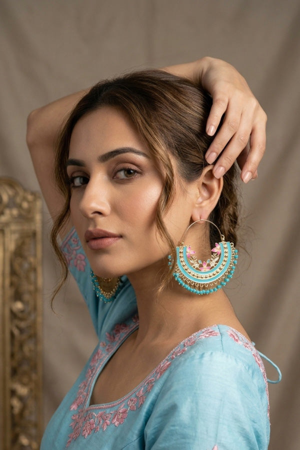Colourful Balia In Sky Blue Colour And Small Beads Attached (BA004-SB-B1)
