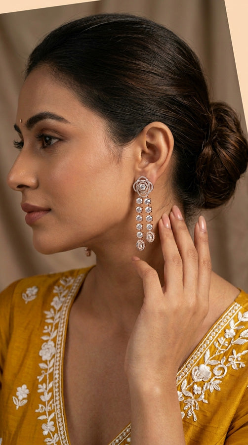 Double Danglers Rose Gold Polish Earrings (ADE024)