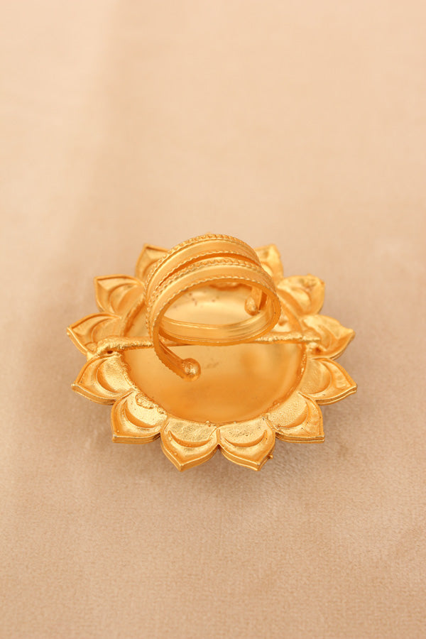 Fashionable Adjustable Gold plated Meenakari Ring With Pink Center Stone (RF010-GO)