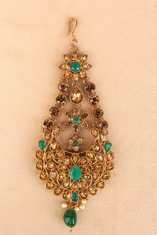 Fashionable And Simple Passa With Green Colour Stones (PAS018)