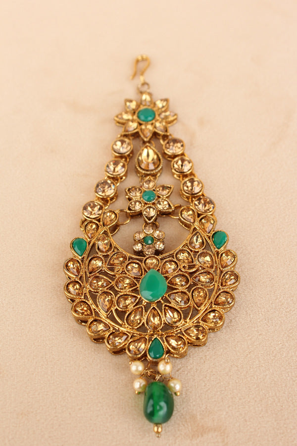 Fashionable And Simple Passa With Green Colour Stones (PAS018)