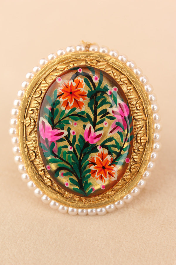 Fashionable Meenakari Adjustable Ring With Flower Design (RF001)