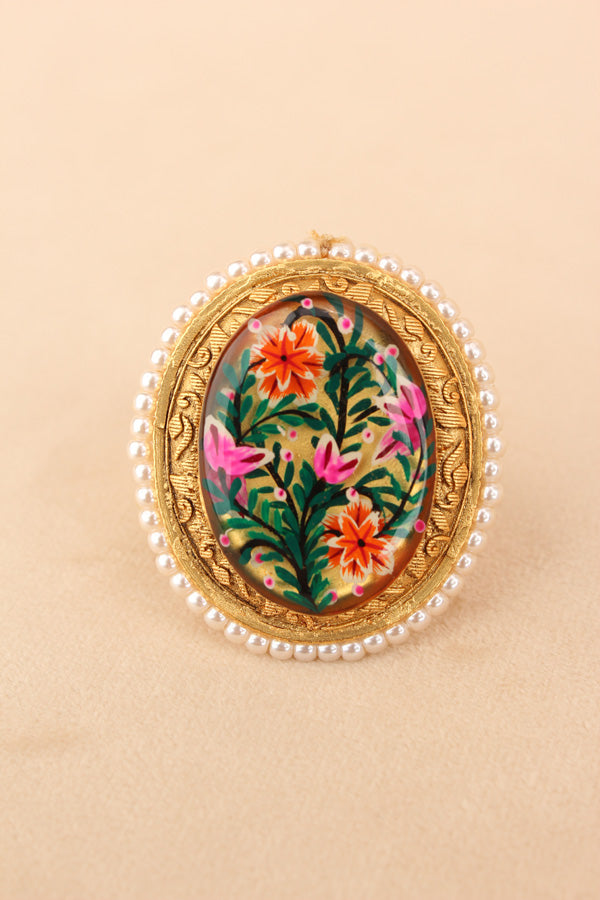 Fashionable Meenakari Adjustable Ring With Flower Design (RF001)
