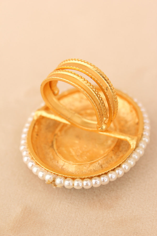Fashionable Meenakari Adjustable Ring With Flower Design (RF001)
