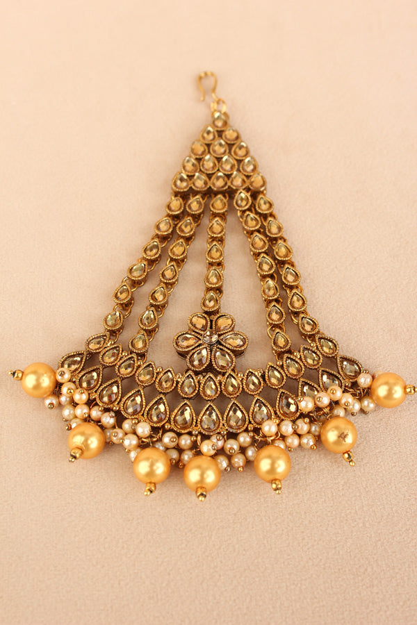 Fashionable Passa With Golden Pearls Attached (PAS014-GO)