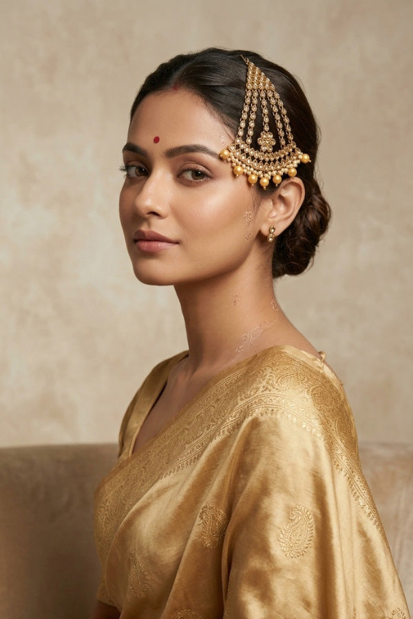 Fashionable Passa With Golden Pearls Attached (PAS014-GO)